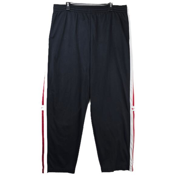 Vintage Nike Track Sweatpants Mens XL Black Baggy Loose Fit Silver Tag Striped - Picture 1 of 13